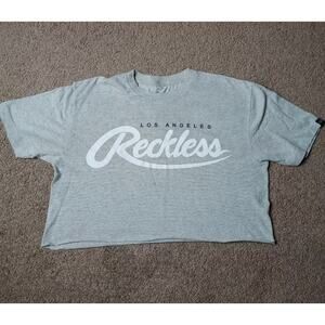 Junior's Medium Young & Reckless Los Angeles Gray Crop Top
